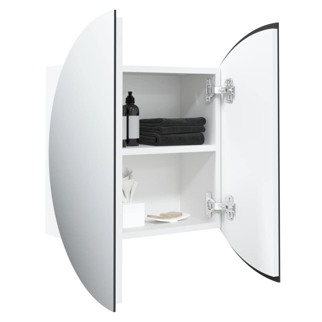 Baderomsskap Med Rundt Speil Og Led Hvit 47X47X17,5 Cm