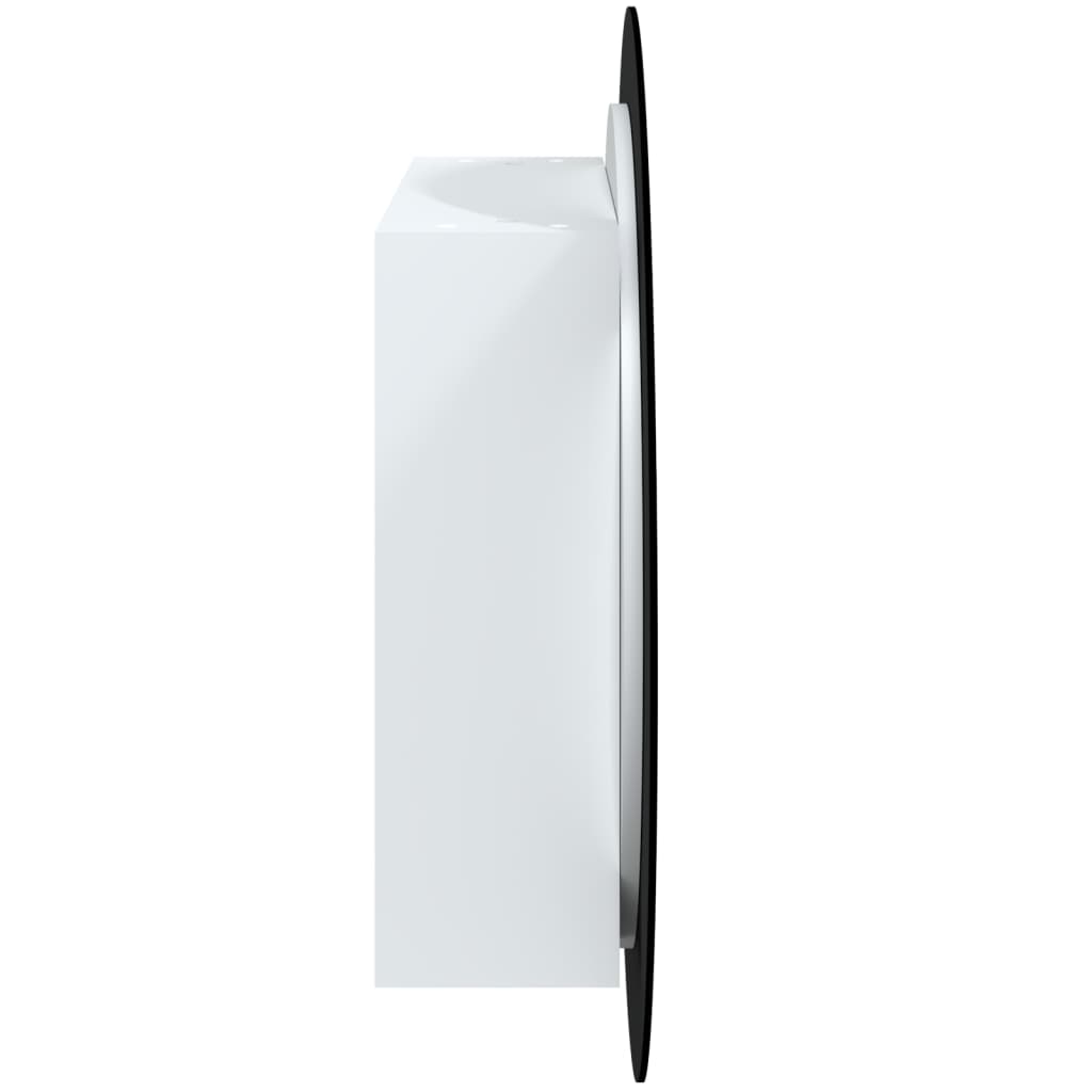 Baderomsskap Med Rundt Speil Og Led Hvit 54X54X17,5 Cm