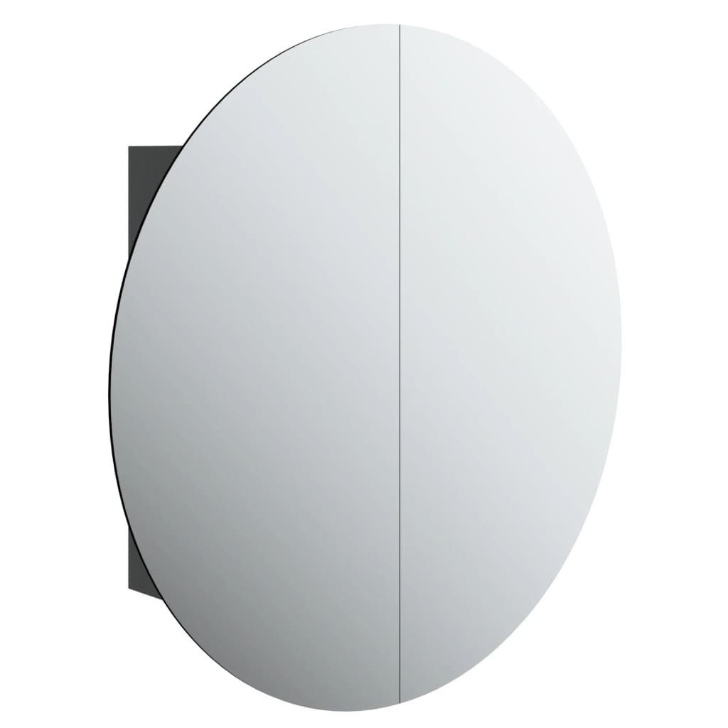 Baderomsskap Med Rundt Speil Og Led Svart 54X54X17,5 Cm