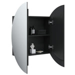 Baderomsskap Med Rundt Speil Og Led Svart 54X54X17,5 Cm