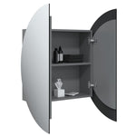 Baderomsskap Med Rundt Speil Og Led Grå 54X54X17,5 Cm