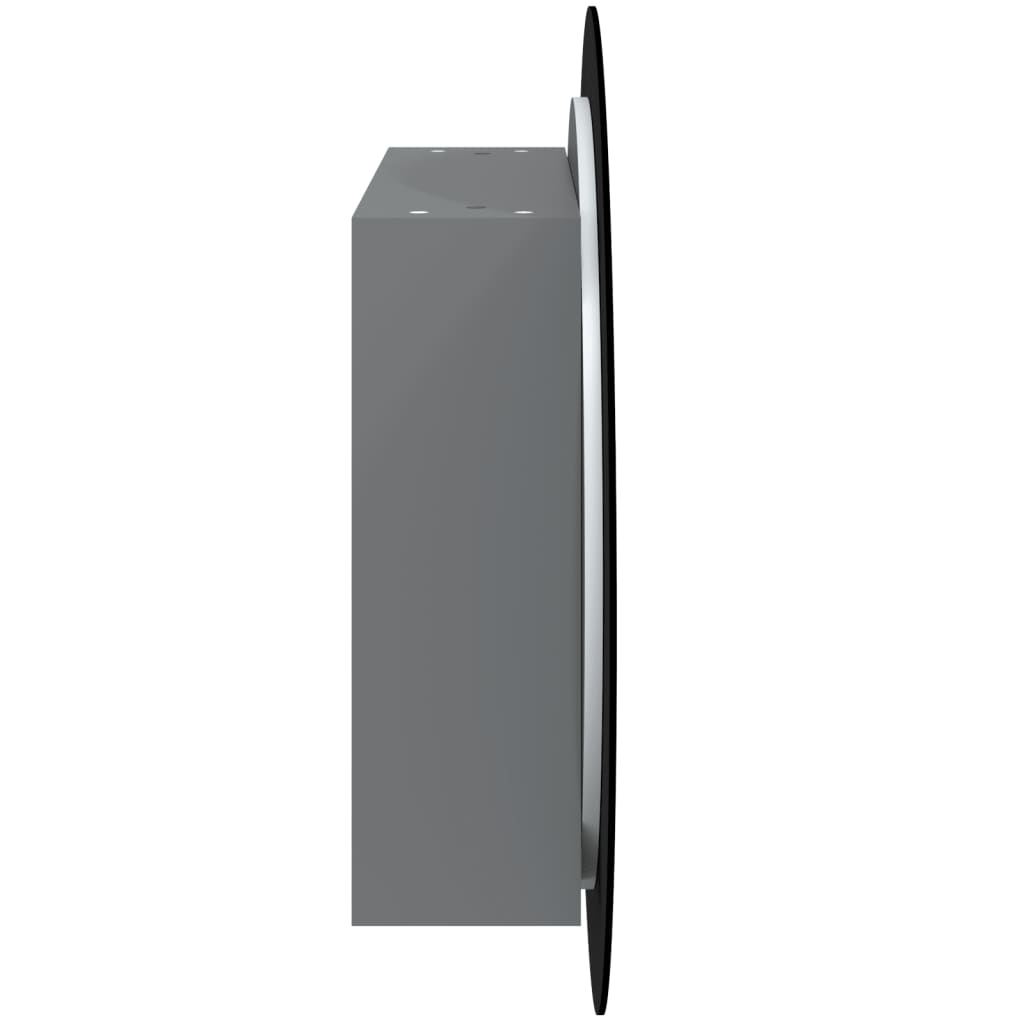 Baderomsskap Med Rundt Speil Og Led Grå 54X54X17,5 Cm