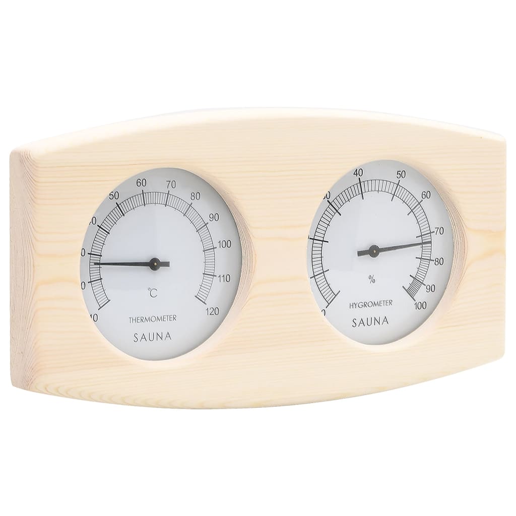 2-I-1 Hygrometer Og Timeglass Til Badstue Heltre Furu