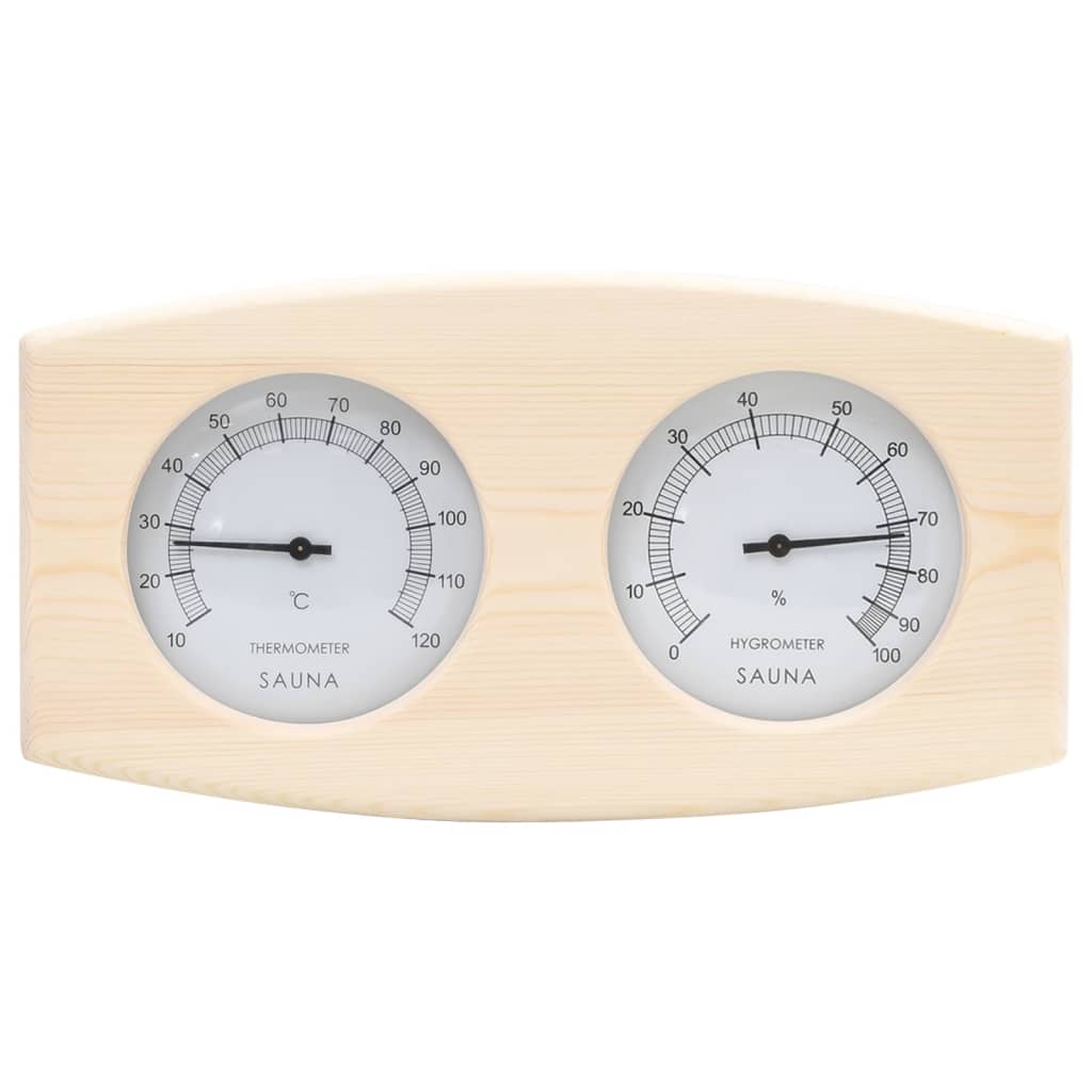 2-I-1 Hygrometer Og Timeglass Til Badstue Heltre Furu