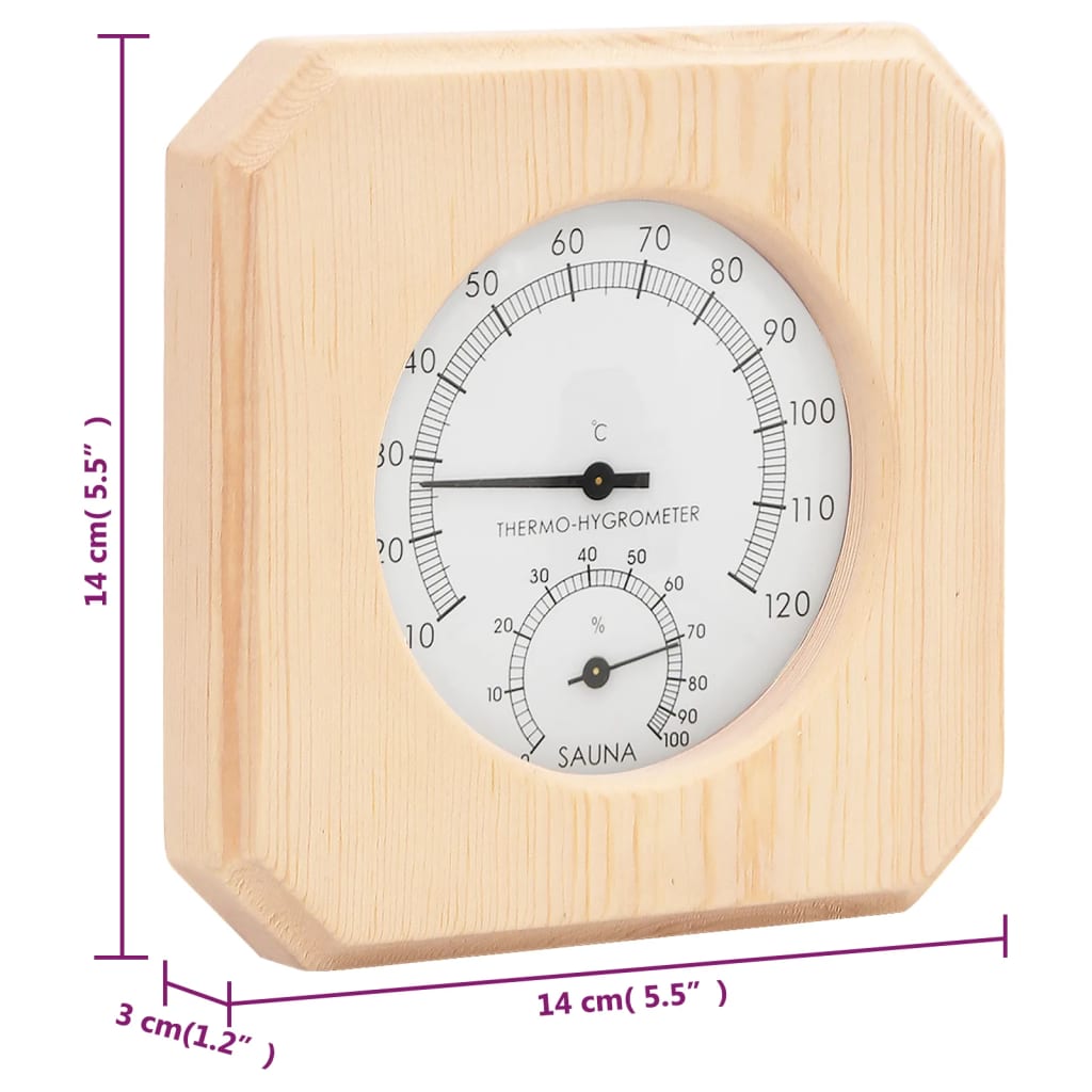 2-I-1 Hygrometer Og Timeglass Til Badstue Heltre Furu