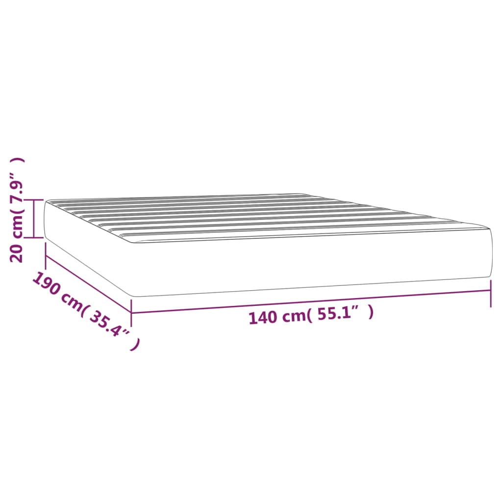 Madrass Med Pocketfjær Gråbrun 140X190X20 Cm Stoff