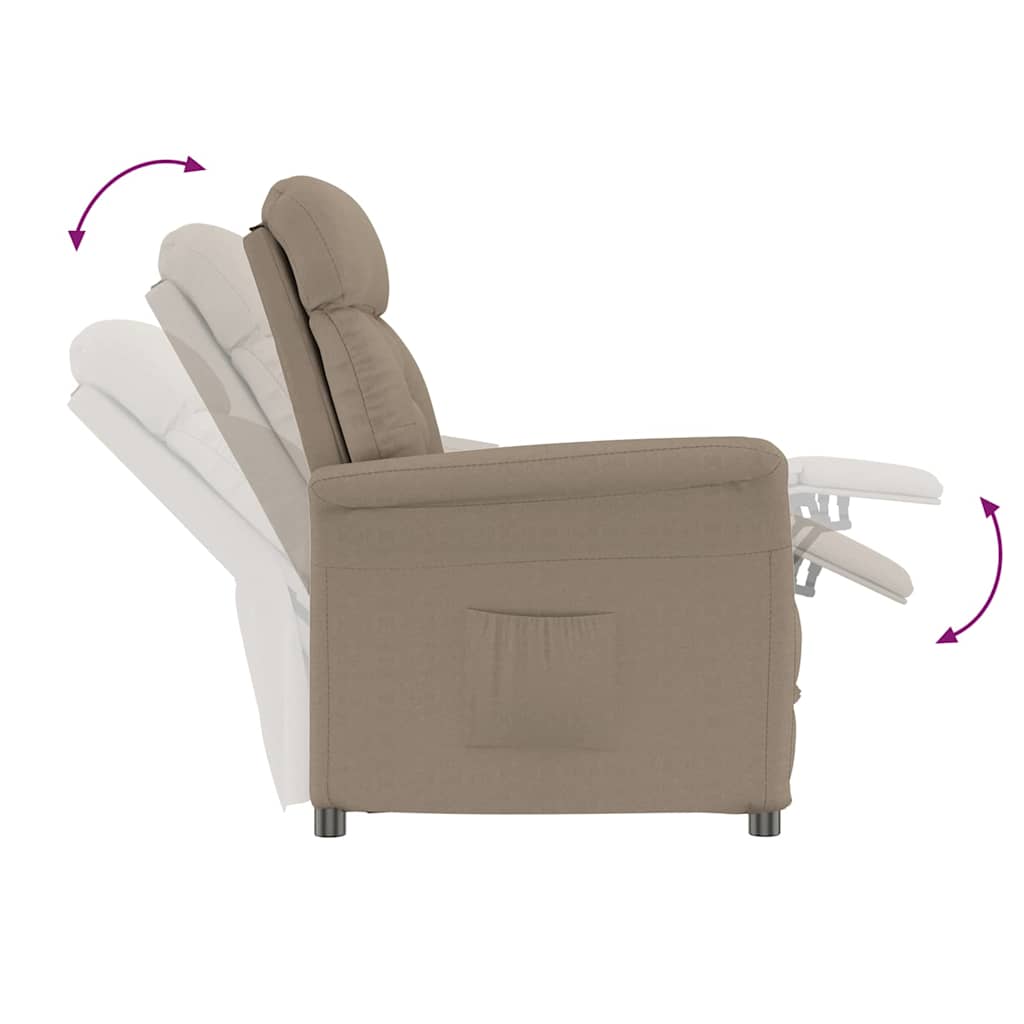 Recliner Stol Taupe Gråbrun 70,5 X 96,5 X 95 Cm Polyester