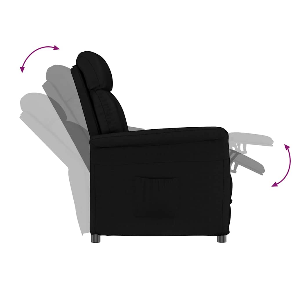 Recliner Stol Svart Svart 70,5 X 96,5 X 95 Cm Kunstlær