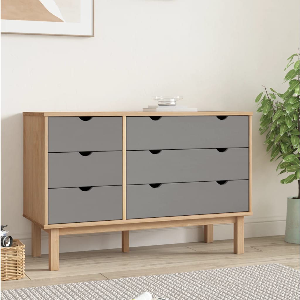 Kommode Otta Brun Og Grå 111X43X73,5 Cm Heltre Furu