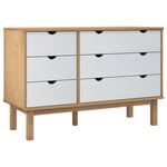 Kommode Otta Brun Og Hvit 111X43X73,5 Cm Heltre Furu