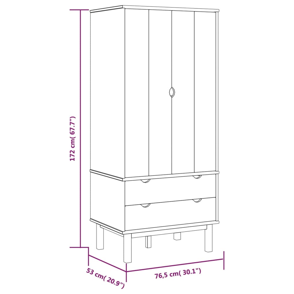 Garderobe Otta 76,5X53X172 Cm Heltre Furu
