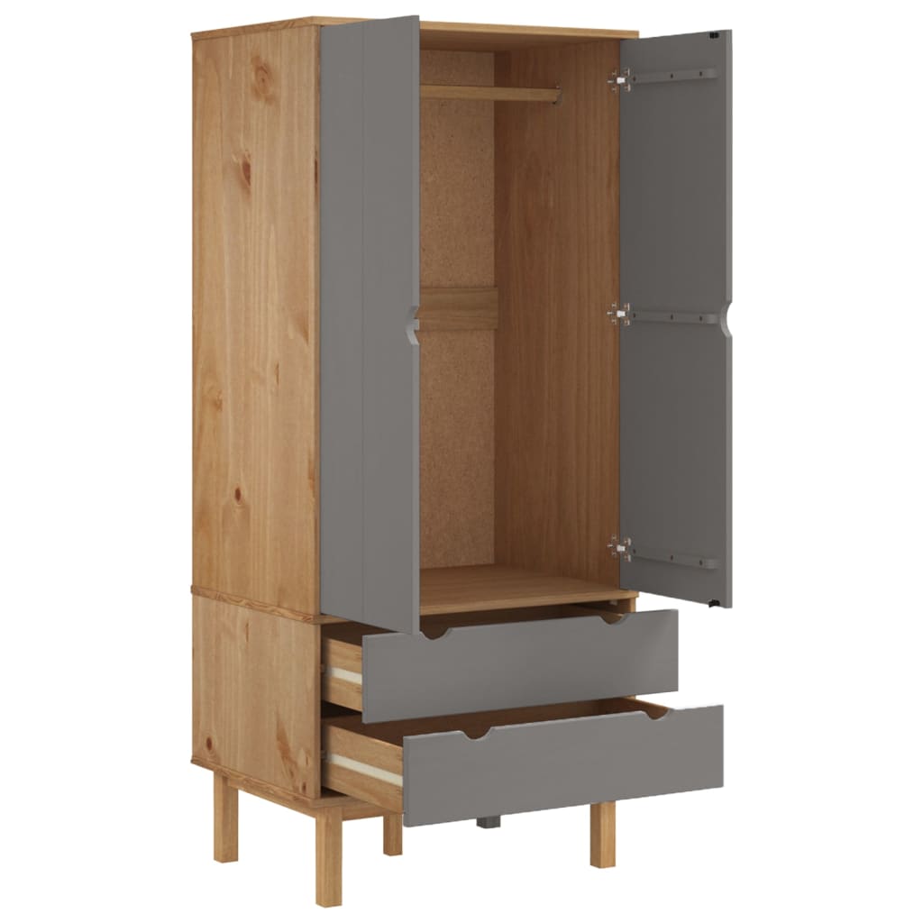 Garderobe Otta Brun Og Grå 76,5X53X172 Cm Heltre Furu