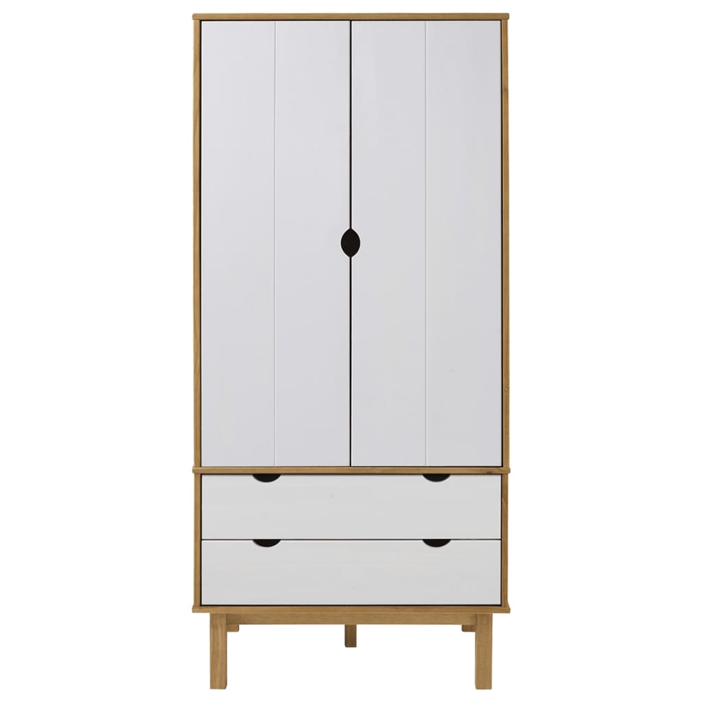 Garderobe Otta Brun Og Hvit 76,5X53X172 Cm Heltre Furu