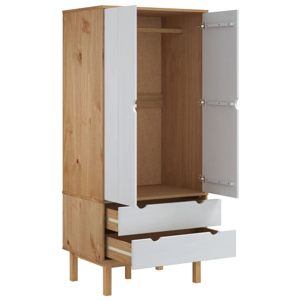 Garderobe Otta Brun Og Hvit 76,5X53X172 Cm Heltre Furu