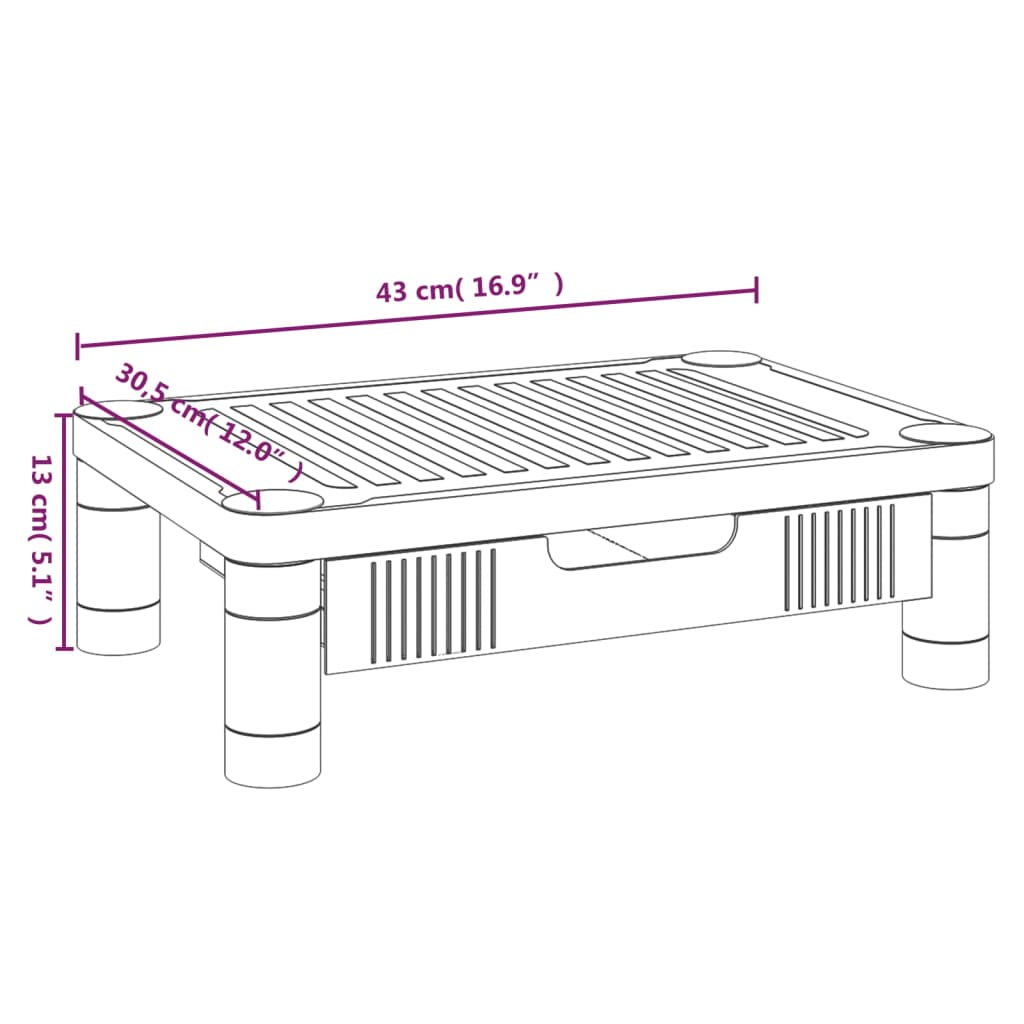 Monitorstativ Svart 43X30,5X13 Cm
