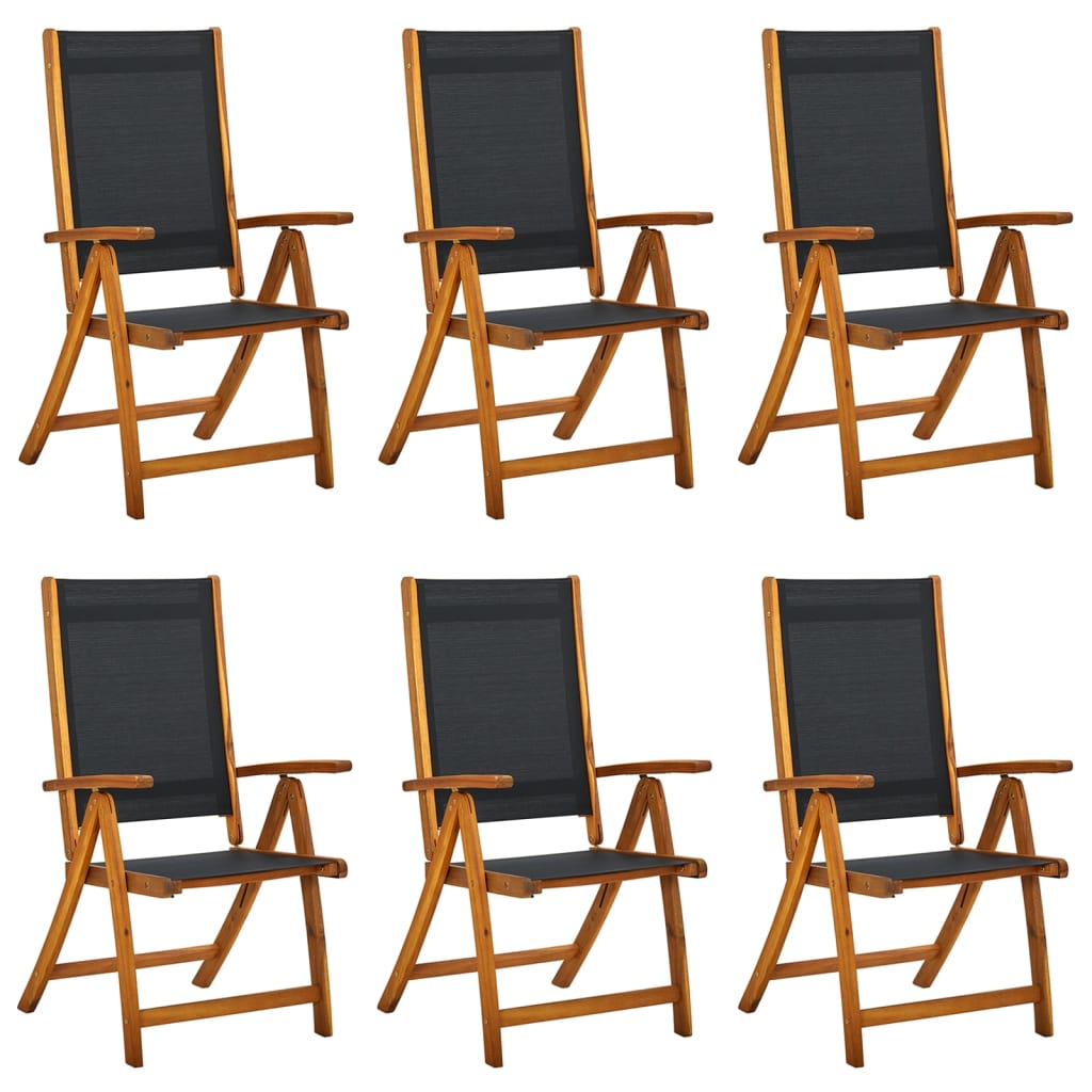Sammenleggbare Stoler 6 Stk Heltre Akasie Og Textilene