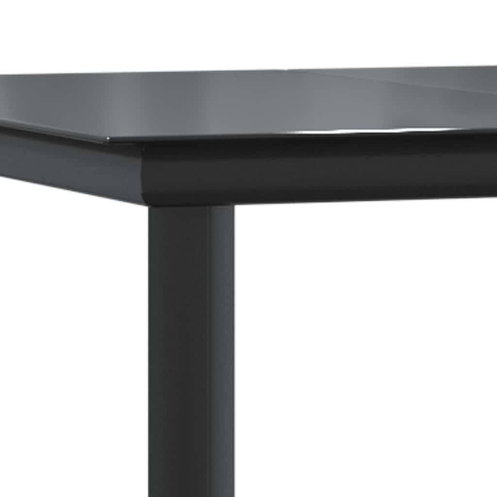 Utendørs Spisebord Svart 160X80X74Cm Stål Og Herdet Glass