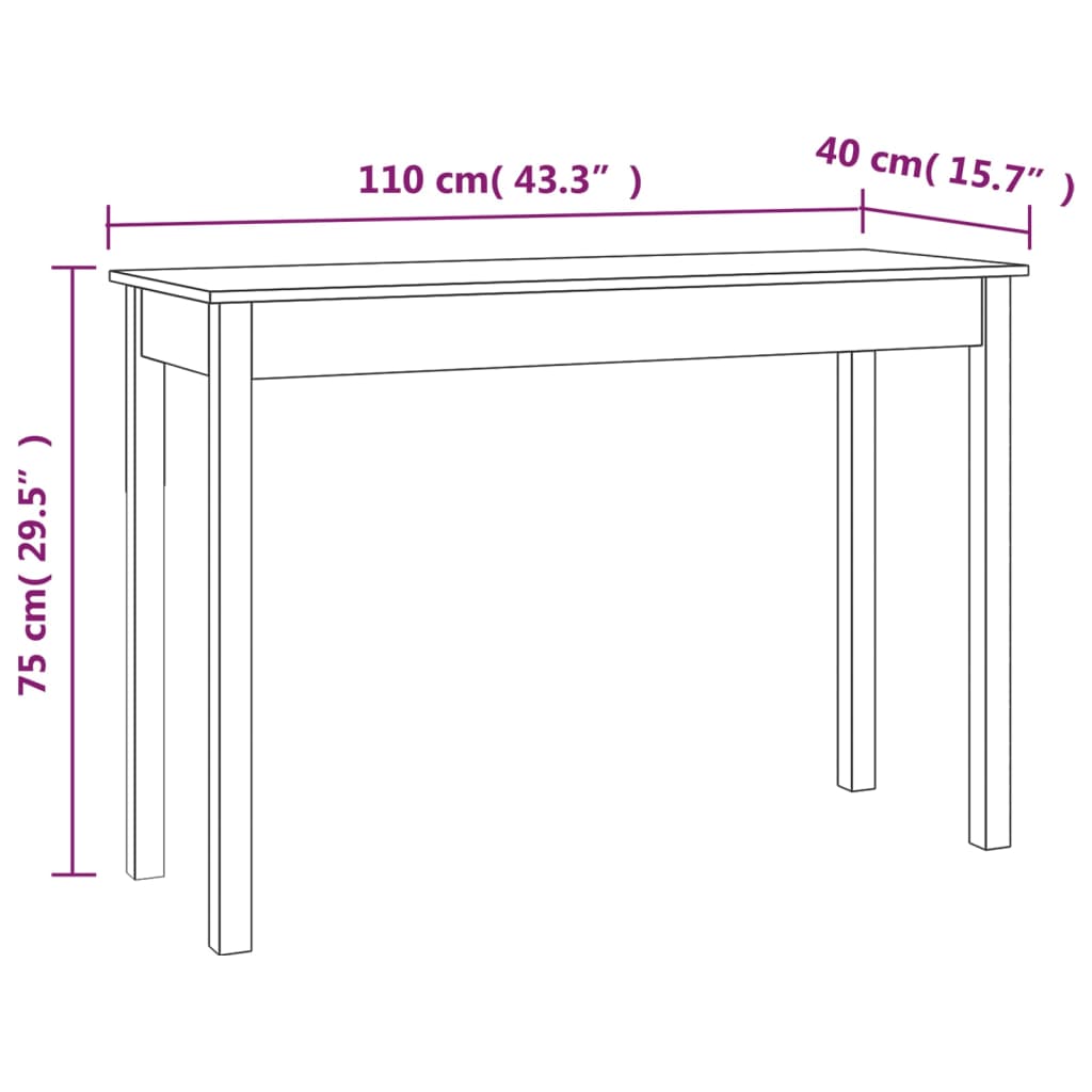 Konsollbord Hvit 110X40X75 Cm Heltre Furu