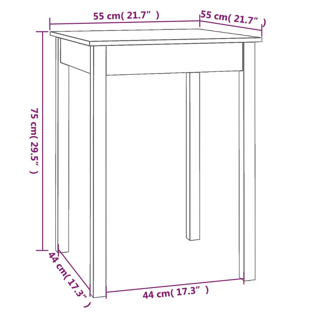 Spisebord 55X55X75 Cm Heltre Furu