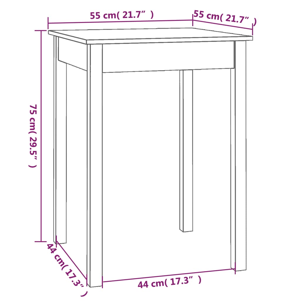 Sidebord Hvit 55X55X75 Cm Heltre Furu