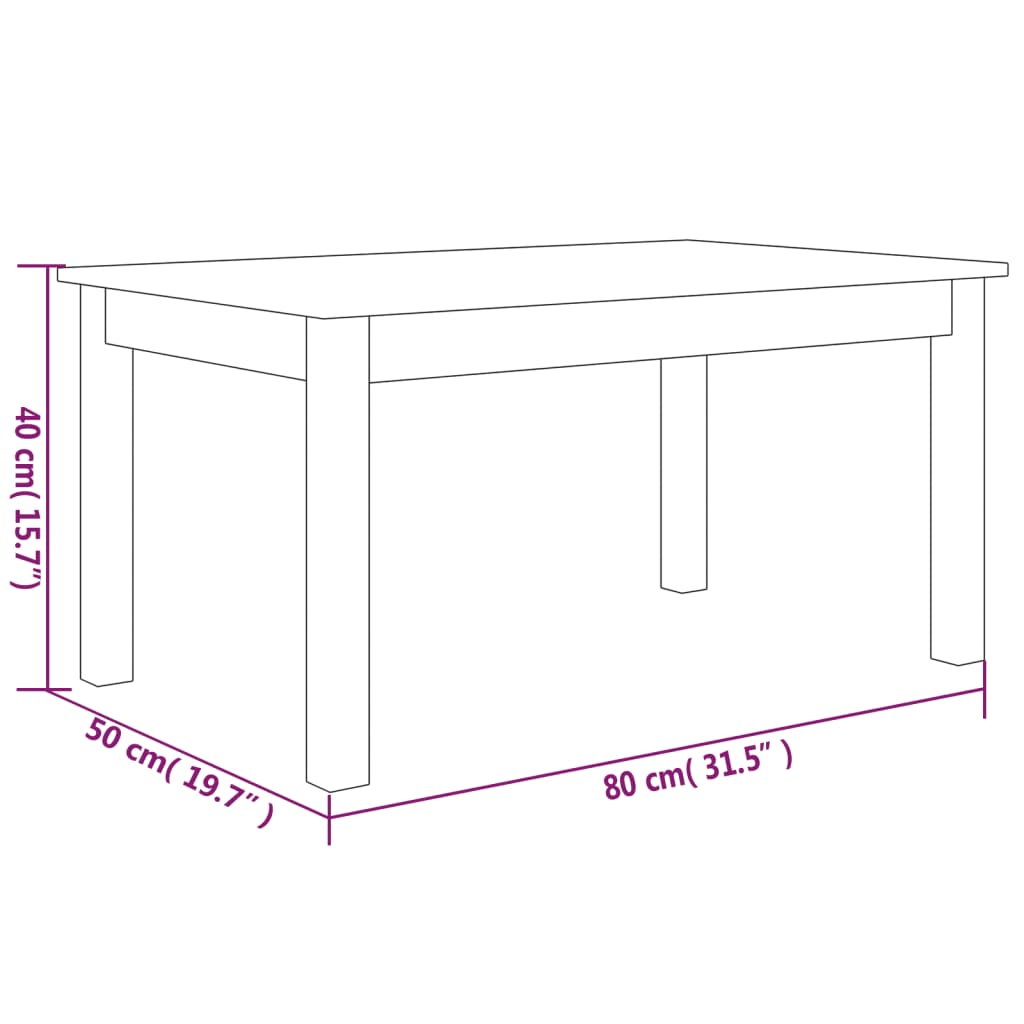 Salongbord Hvit 80X50X40 Cm Heltre Furu