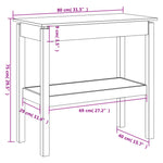 Konsollbord Hvit 80X40X75 Cm Heltre Furu