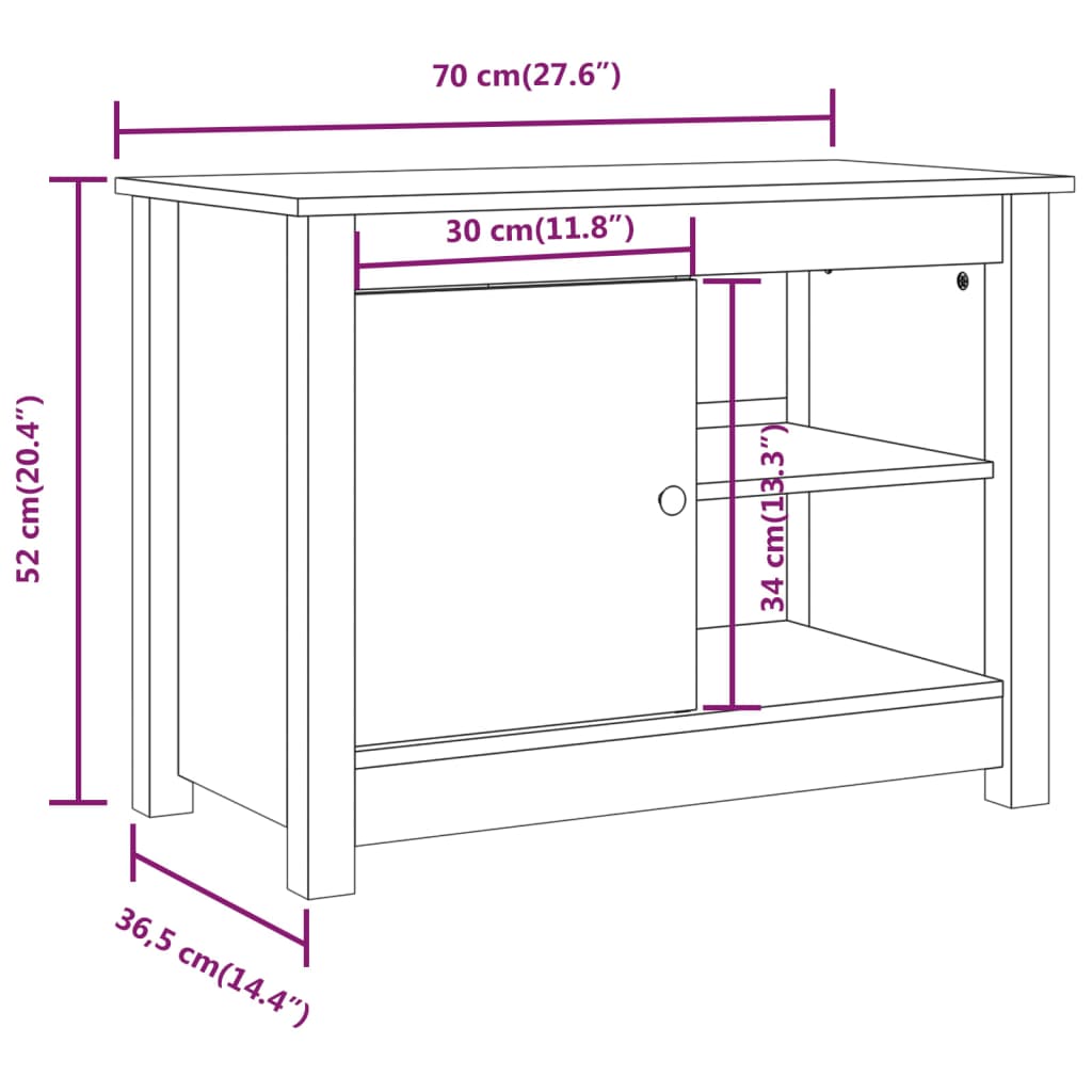 Tv-Benk 70X36,5X52 Cm Heltre Furu