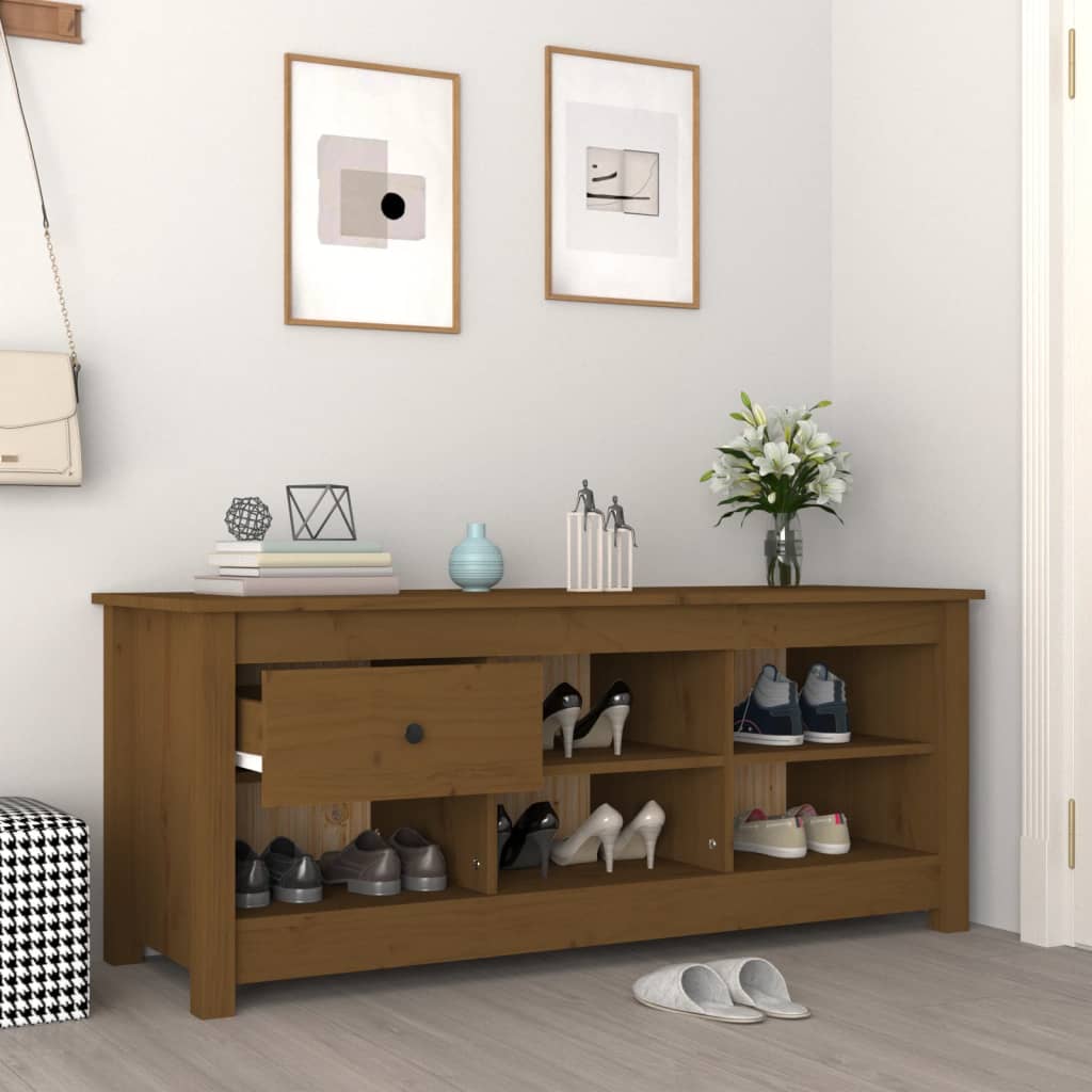 Skoskap Honningbrun 110X38X45,5 Cm Heltre Furu