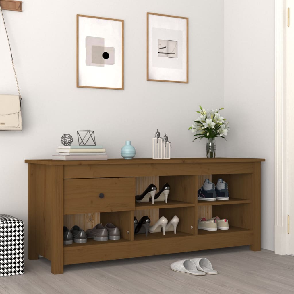 Skoskap Honningbrun 110X38X45,5 Cm Heltre Furu
