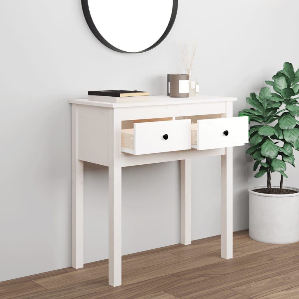 Konsollbord Hvit 70X35X75 Cm Heltre Furu
