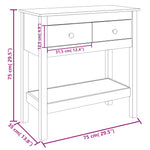 Konsollbord Hvit 75X35X75 Cm Heltre Furu
