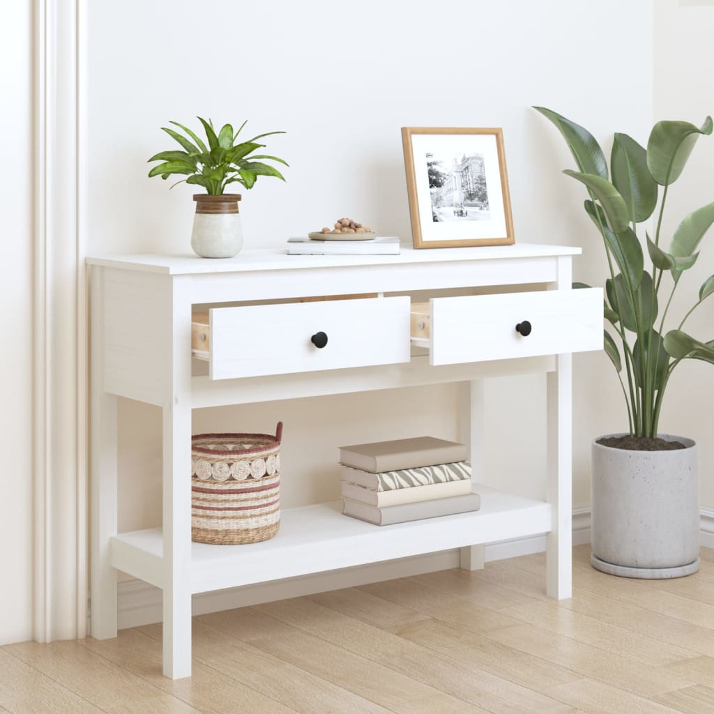 Konsollbord Hvit 100X35X75 Cm Heltre Furu