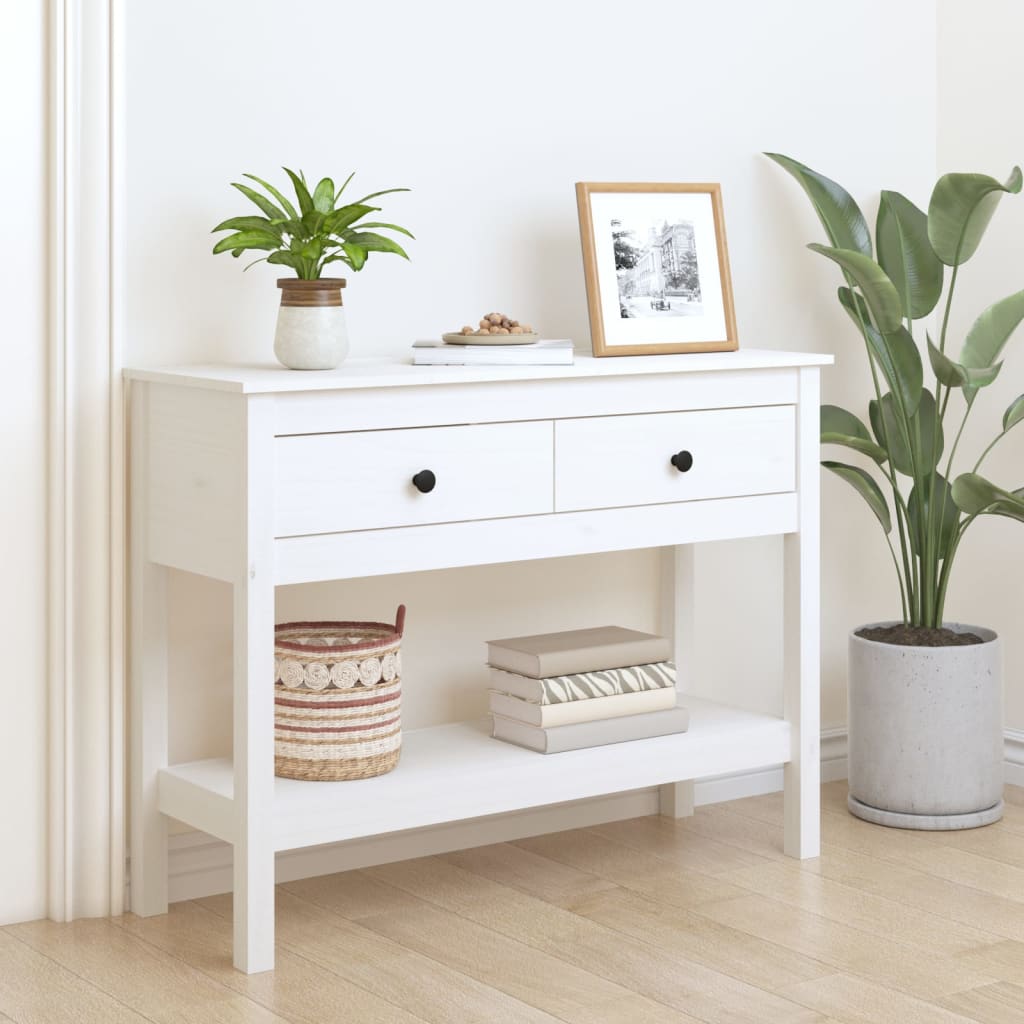 Konsollbord Hvit 100X35X75 Cm Heltre Furu
