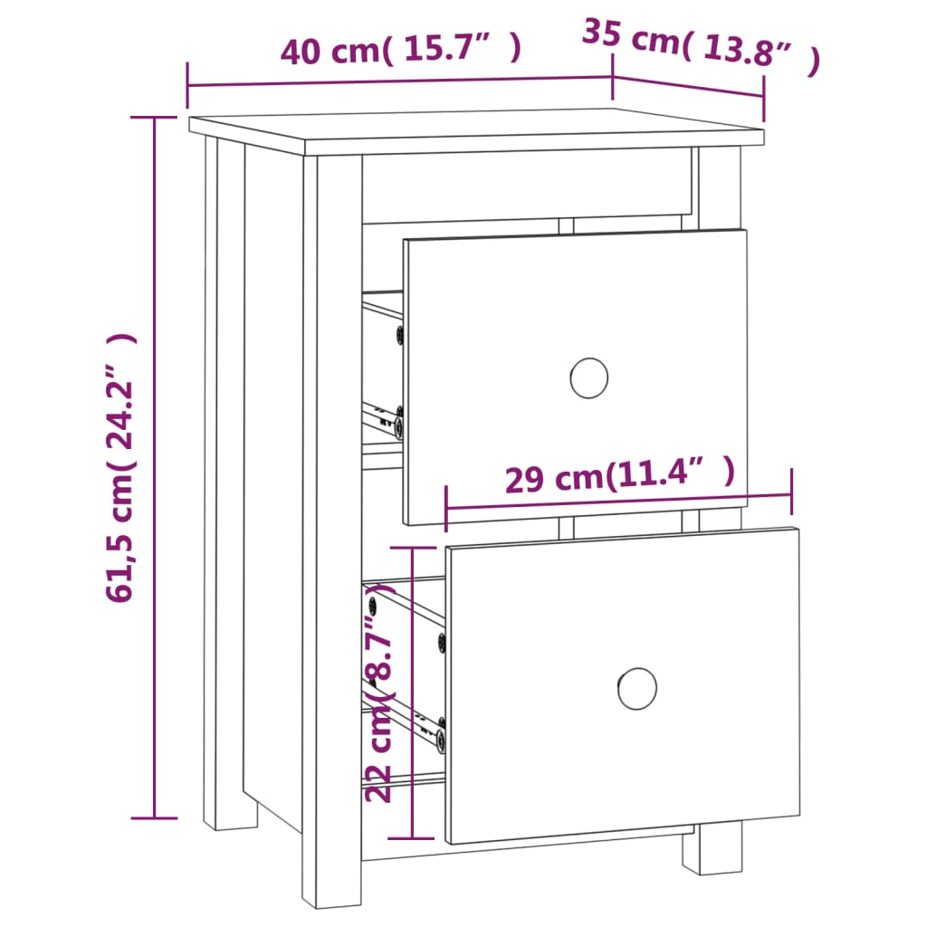 Nattbord 40X35X61,5 Cm Heltre Furu