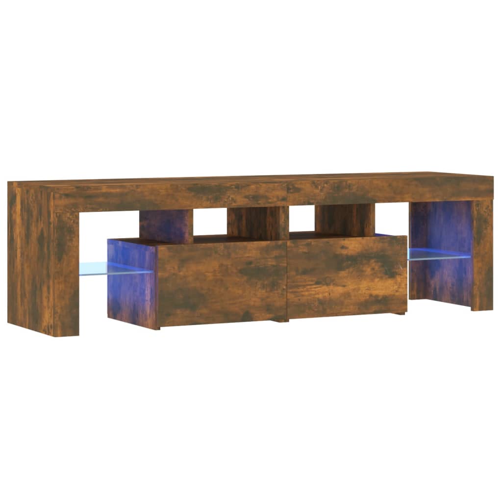 Tv-Benk Med Led-Lys Røkt Eik 140X36,5X40 Cm