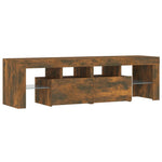 Tv-Benk Med Led-Lys Røkt Eik 140X36,5X40 Cm