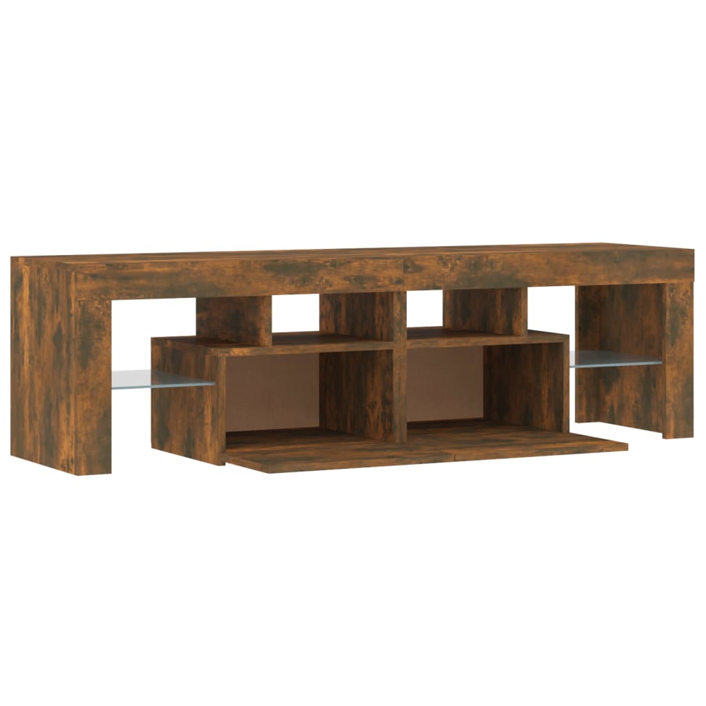 Tv-Benk Med Led-Lys Røkt Eik 140X36,5X40 Cm