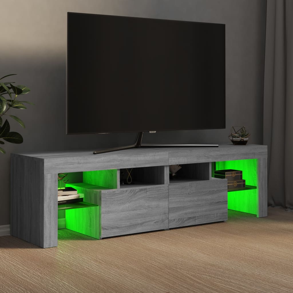 Tv-Benk Med Led Grå Sonoma 140X36,5X40 Cm