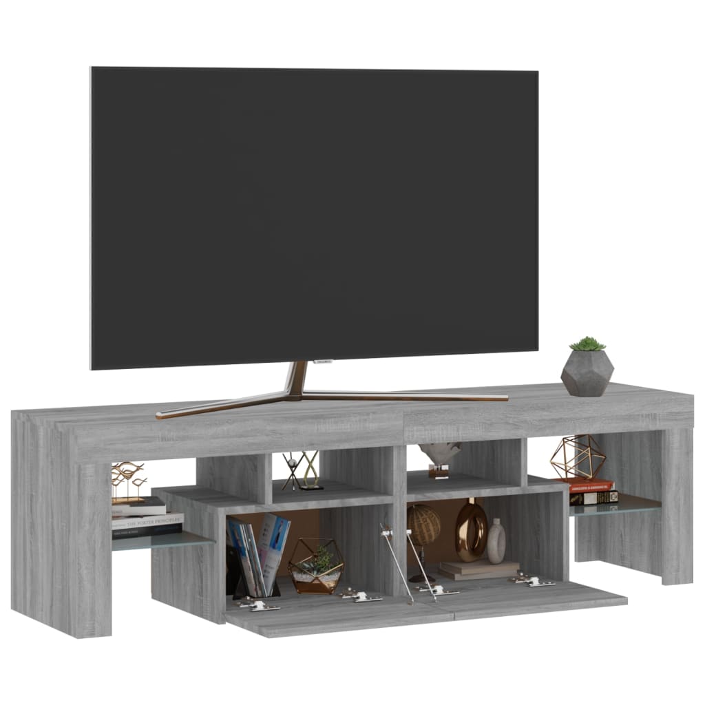 Tv-Benk Med Led Grå Sonoma 140X36,5X40 Cm