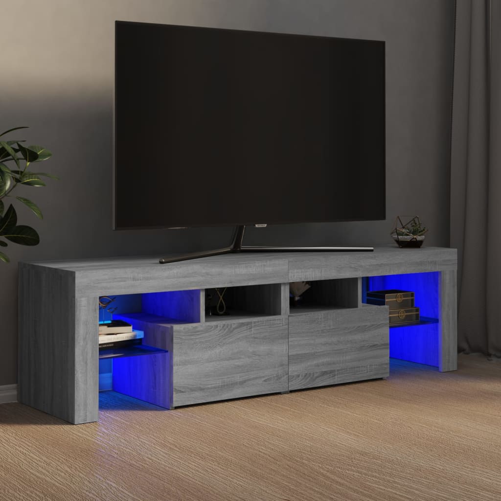 Tv-Benk Med Led Grå Sonoma 140X36,5X40 Cm