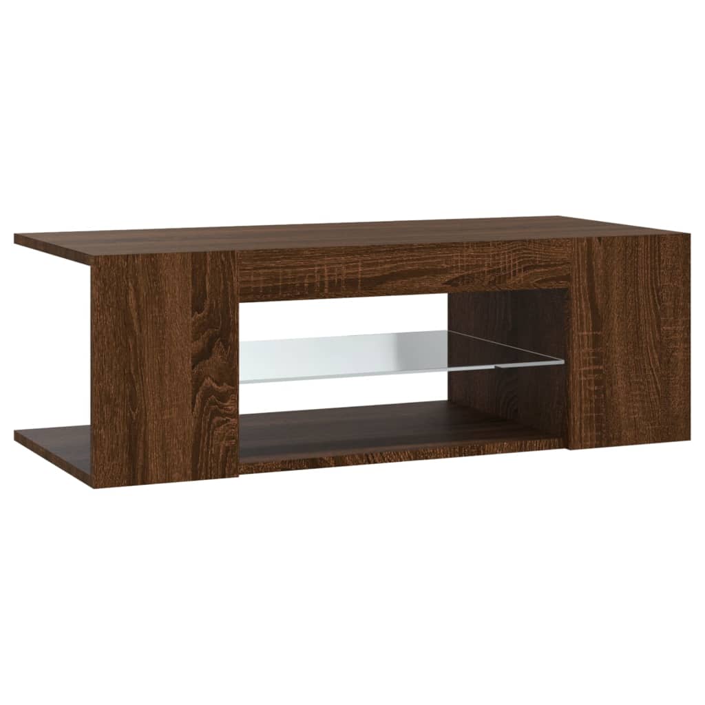 Tv-Benk Med Led-Lys Brun Eik 90X39X30 Cm