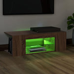 Tv-Benk Med Led-Lys Brun Eik 90X39X30 Cm