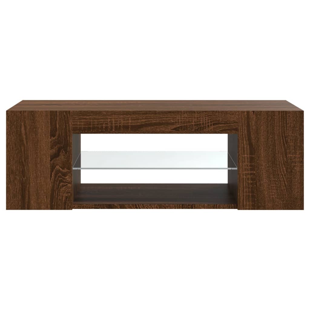 Tv-Benk Med Led-Lys Brun Eik 90X39X30 Cm