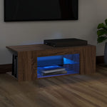 Tv-Benk Med Led-Lys Brun Eik 90X39X30 Cm
