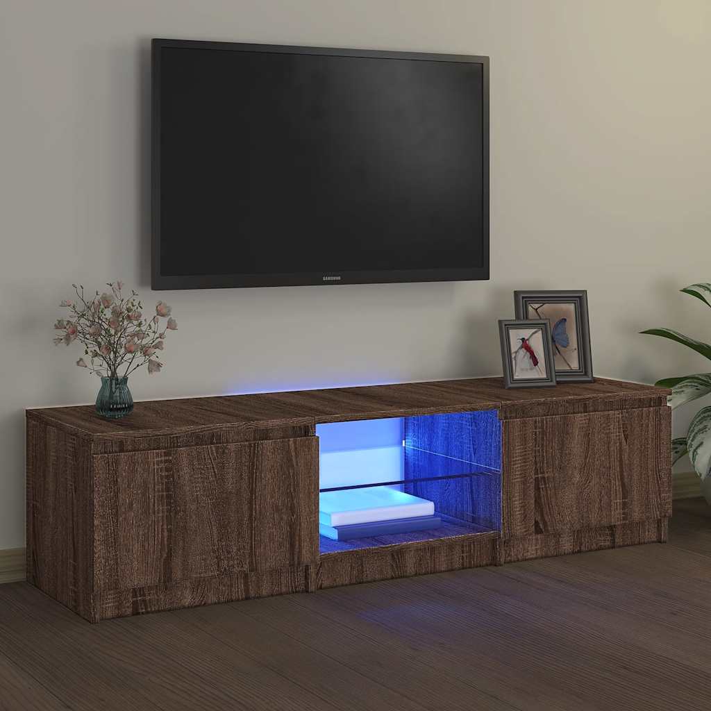 Tv-Benk Med Led Brun Eik 140X40X35,5 Cm