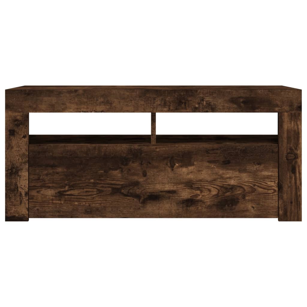 Tv-Benk Med Led-Lys Røkt Eik 90X35X40 Cm