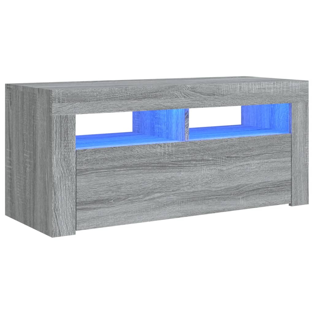 Tv-Benk Med Led-Lys Grå Sonoma 90X35X40 Cm