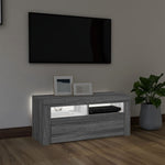 Tv-Benk Med Led-Lys Grå Sonoma 90X35X40 Cm