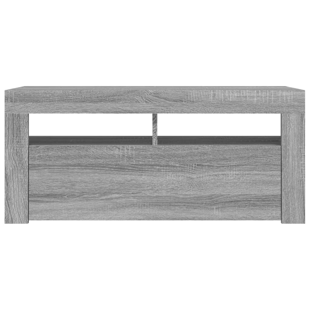 Tv-Benk Med Led-Lys Grå Sonoma 90X35X40 Cm