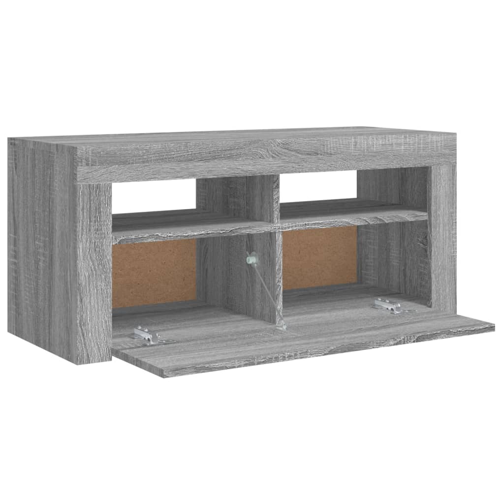 Tv-Benk Med Led-Lys Grå Sonoma 90X35X40 Cm